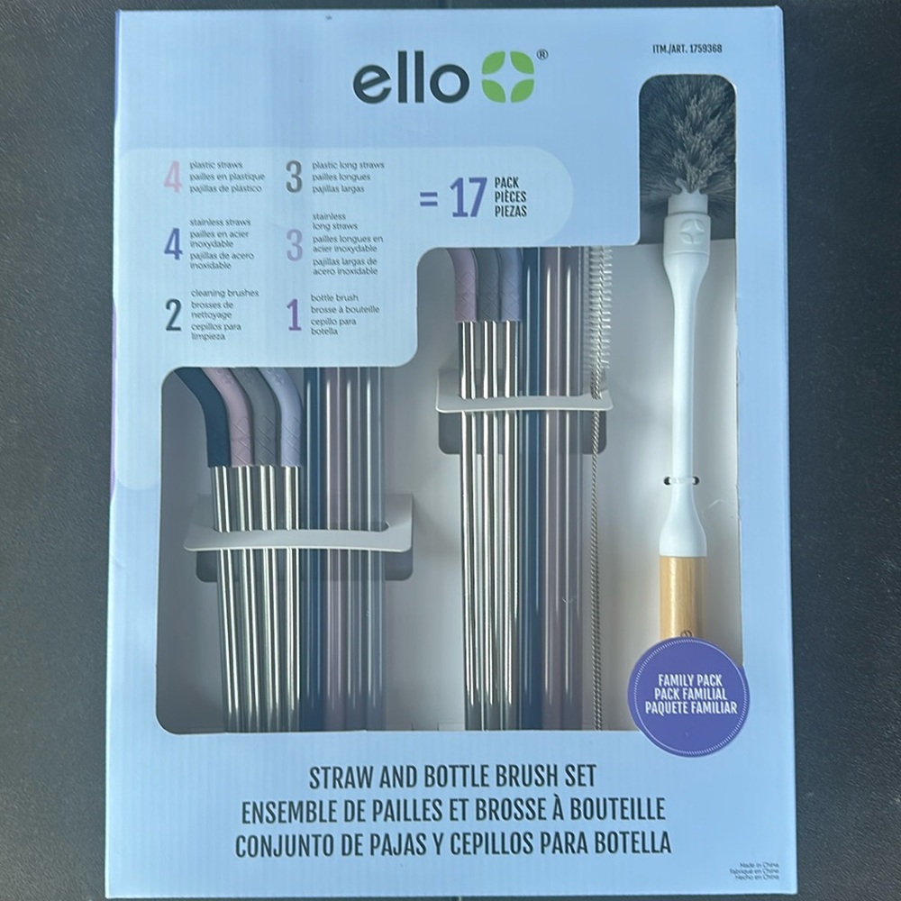 Ello Straw and Brush Set 17 Piece